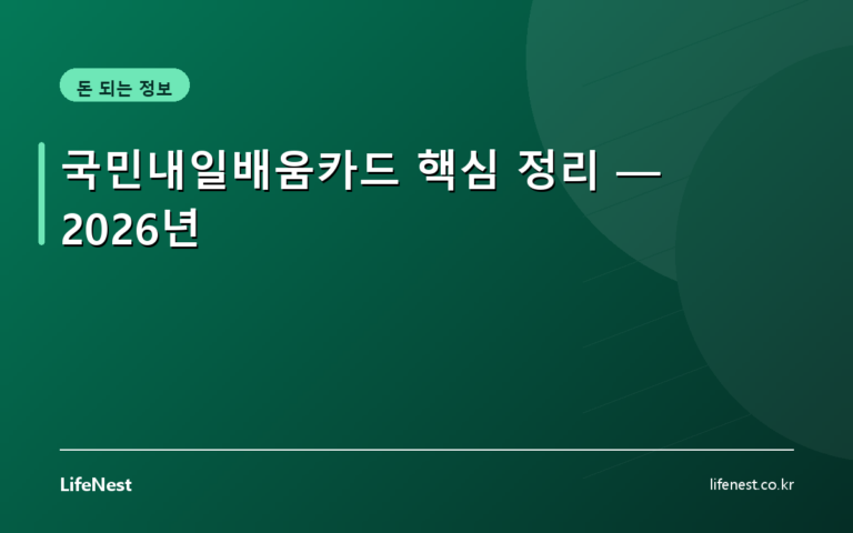 국민내일배움카드 핵심 정리 — 2026년