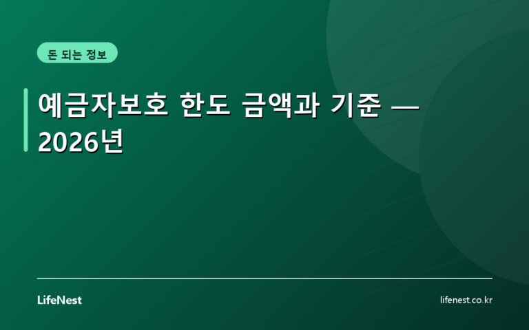 예금자보호 한도 금액과 기준 — 2026년